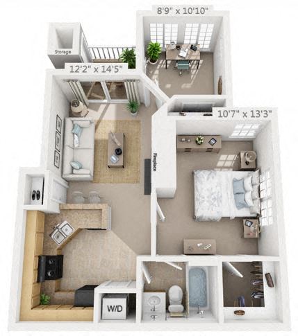 a floor plan of a 3 bedroom apartment